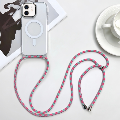 

For iPhone 11 MagSafe Magnetic PC + TPU Phone Case with Lanyard(Blueberry Houndstooth)