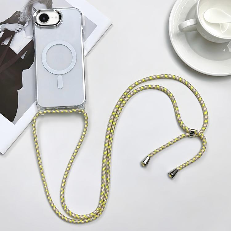 

For iPhone 17e / 16e MagSafe Magnetic PC + TPU Phone Case with Lanyard(Yellow Pink Grey)