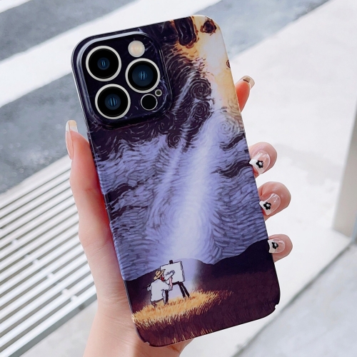 

For iPhone 15 Pro Precise Hole Oil Painting Pattern PC Phone Case(Shine)