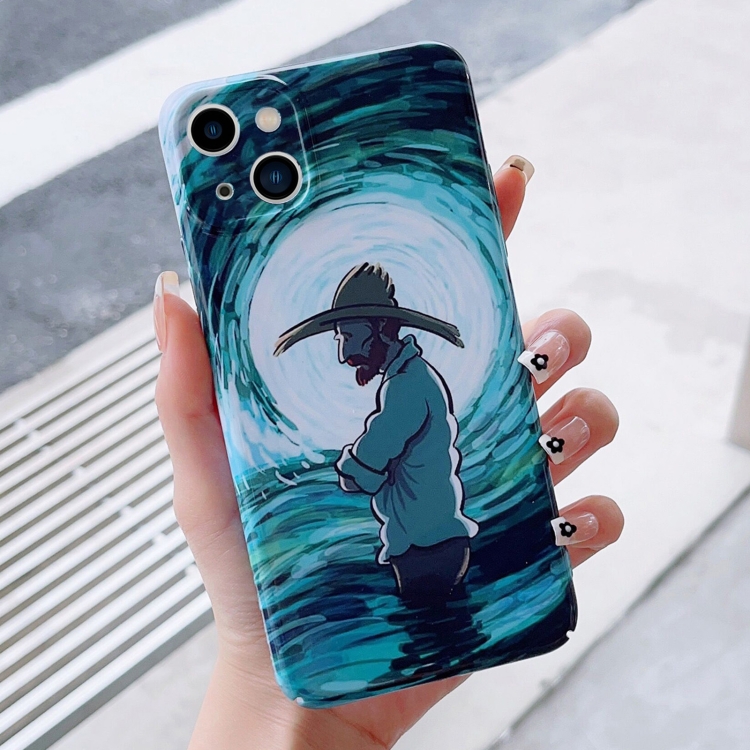 

For iPhone 15 Plus Precise Hole Oil Painting Pattern PC Phone Case(Thinker)