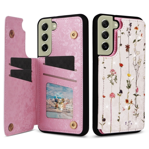 

For Samsung Galaxy S21 FE 5G Printed Double Buckle RFID Anti-theft Phone Case(Dried Flower World)