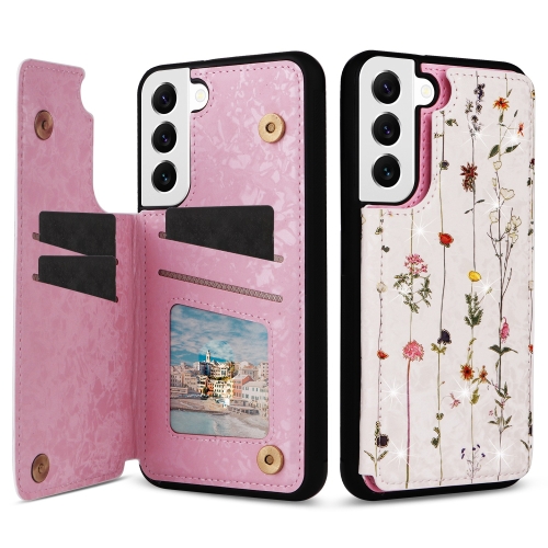 

For Samsung Galaxy S22 5G Printed Double Buckle RFID Anti-theft Phone Case(Dried Flower World)
