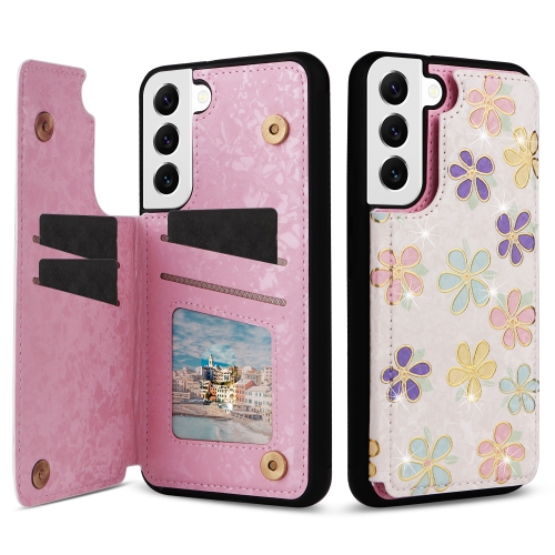 

For Samsung Galaxy S22 5G Printed Double Buckle RFID Anti-theft Phone Case(Blossoming Flowers)