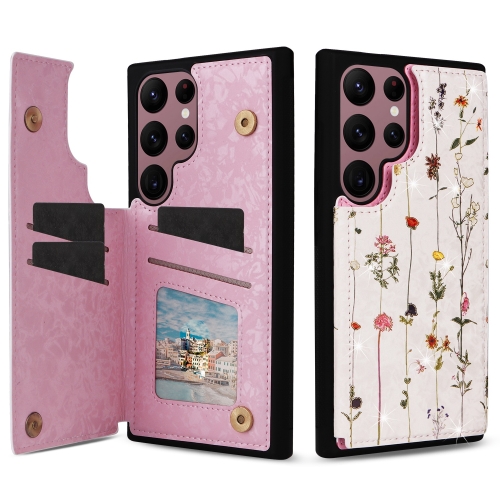 

For Samsung Galaxy S22 Ultra 5G Printed Double Buckle RFID Anti-theft Phone Case(Dried Flower World)