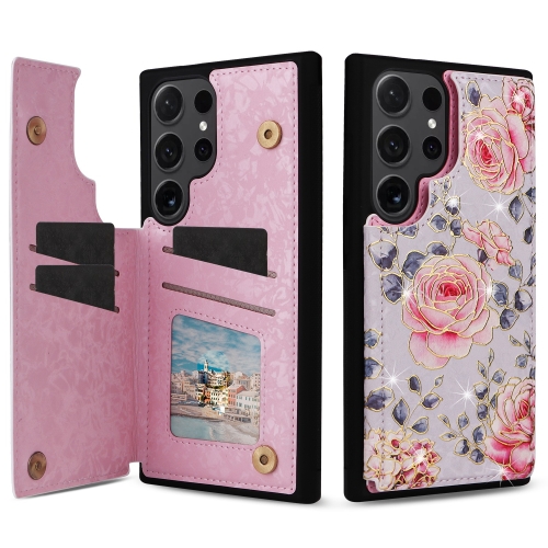 

For Samsung Galaxy S23 Ultra 5G Printed Double Buckle RFID Anti-theft Phone Case(Pastoral Rose)