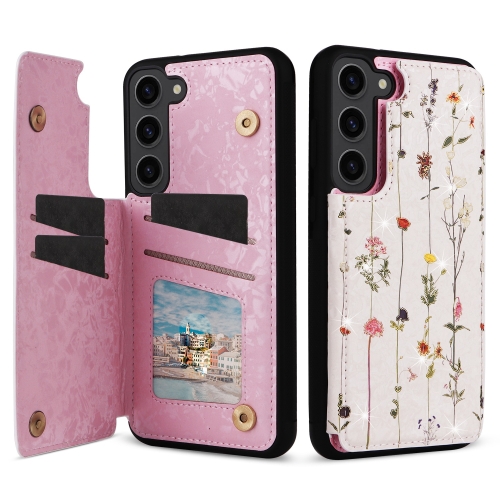 

For Samsung Galaxy S23+ 5G Printed Double Buckle RFID Anti-theft Phone Case(Dried Flower World)