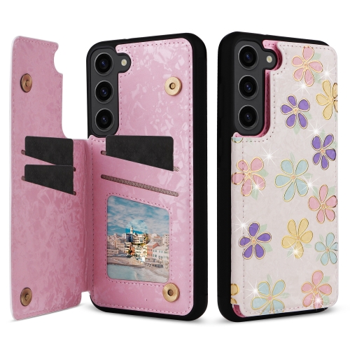 

For Samsung Galaxy S23+ 5G Printed Double Buckle RFID Anti-theft Phone Case(Blossoming Flowers)