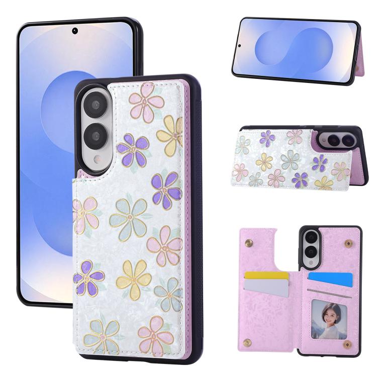 

For Samsung Galaxy S25 Edge 5G Printed Double Buckle RFID Anti-theft Phone Case(Blossoming Flowers)