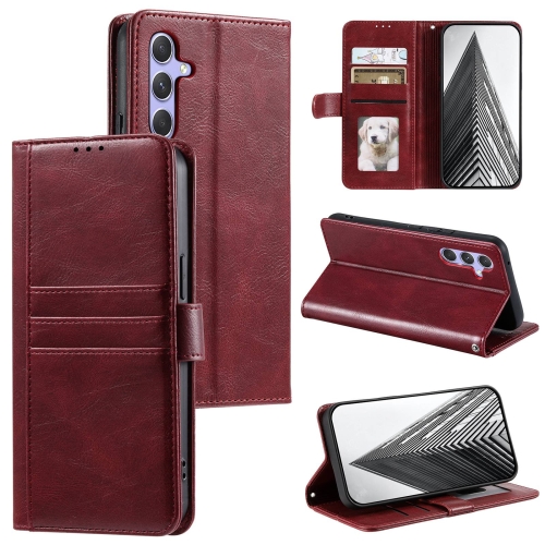 

For Samsung Galaxy S24+ 5G Simple 6-Card Wallet Leather Phone Case(Wine Red)