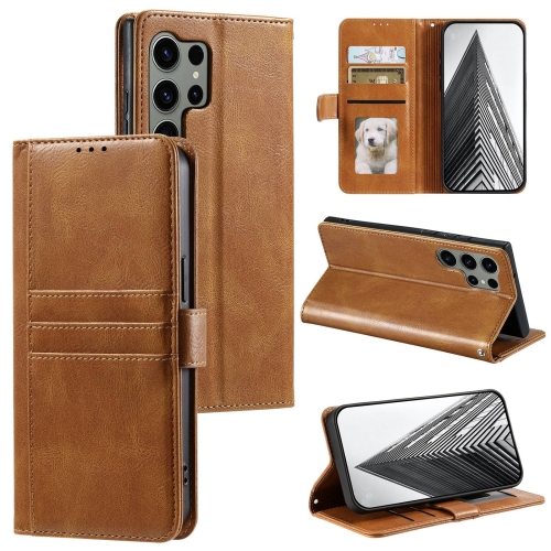 

For Samsung Galaxy S23 Ultra 5G Simple 6-Card Wallet Leather Phone Case(Brown)