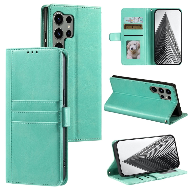 

For Samsung Galaxy S23 Ultra 5G Simple 6-Card Wallet Leather Phone Case(Green)