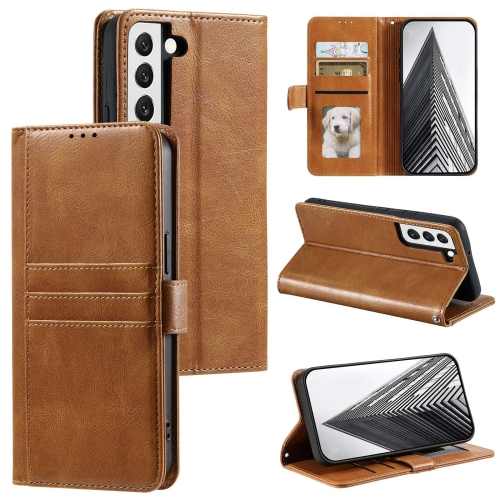 

For Samsung Galaxy S22+ 5G Simple 6-Card Wallet Leather Phone Case(Brown)