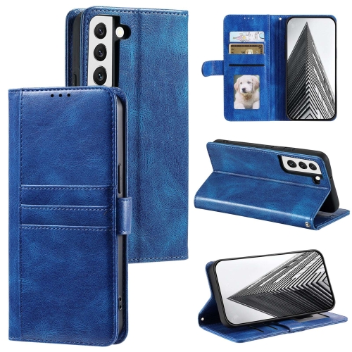 For Samsung Galaxy S22 5G Simple 6-Card Wallet Leather Phone Case(Blue)