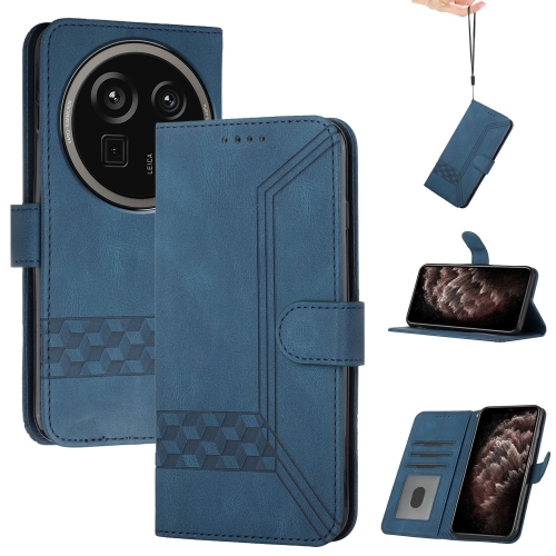 

For Sharp Aquos R9 Pro Cubic Skin Feel Flip Leather Phone Case(Blue)