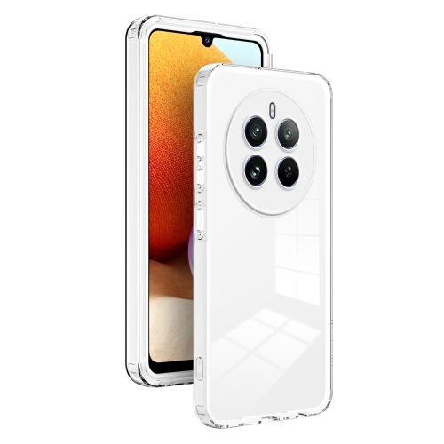 For Realme 12 Pro 3 in 1 Clear TPU Color PC Frame Phone Case(White)