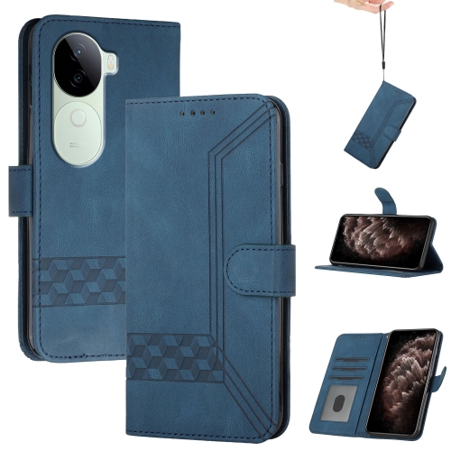 

For vivo iQOO Z9s / V40e India Cubic Skin Feel Flip Leather Phone Case(Blue)