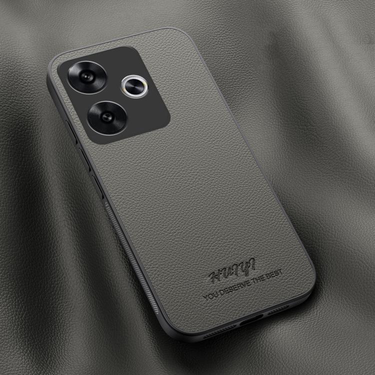 

For Redmi Turbo 3 HUIYI Leather Magnetic Phone Case(Grey)