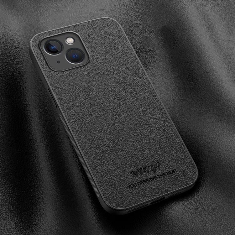

For iPhone 15 Plus HUIYI Leather Magnetic Phone Case(Black)