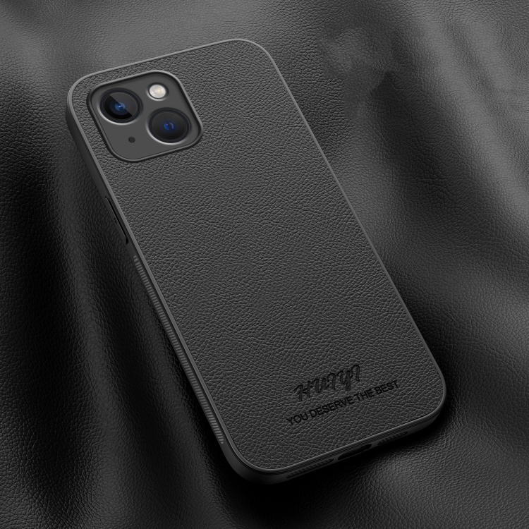 

For iPhone 14 Plus HUIYI Leather Magnetic Phone Case(Black)