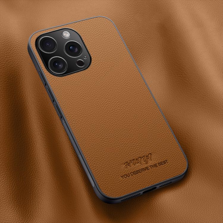 

For iPhone 16 Pro HUIYI Leather Magnetic Phone Case(Brown)