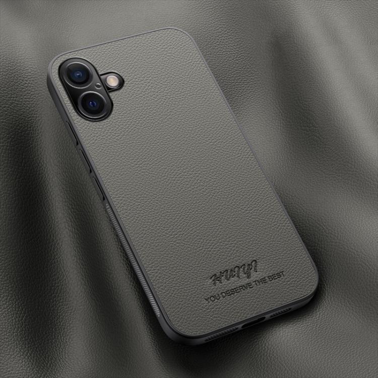 

For iPhone 16 Plus HUIYI Leather Magnetic Phone Case(Grey)