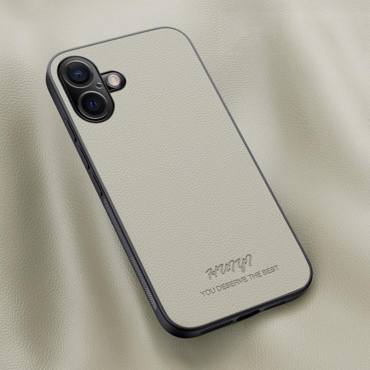 

For iPhone 16 HUIYI Leather Magnetic Phone Case(White)