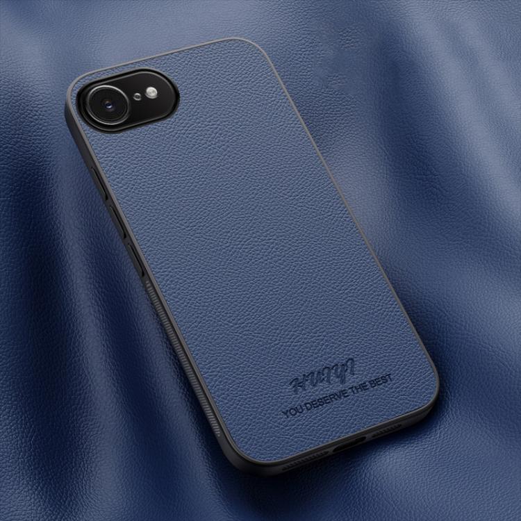 

For iPhone 16e HUIYI Leather Magnetic Phone Case(Blue)