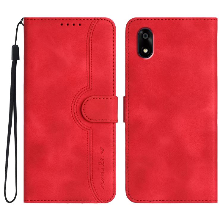 

For ZTE Kantan Sumaho 4 A402ZT Heart Pattern Skin Feel Leather Phone Case(Red)