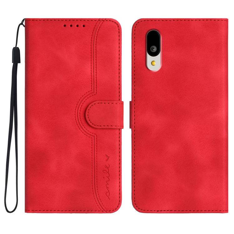 

For Sharp Basio Active 3 Heart Pattern Skin Feel Leather Phone Case(Red)