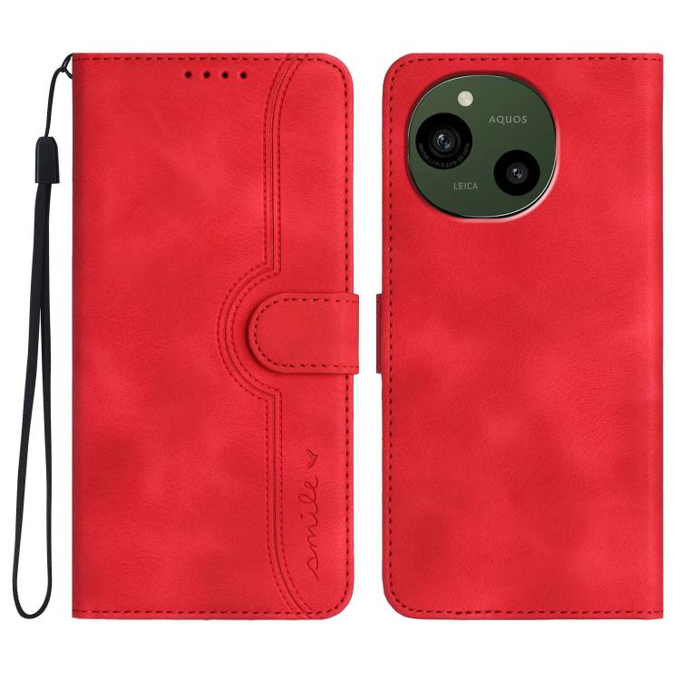 

For Sharp Aquos R10 Heart Pattern Skin Feel Leather Phone Case(Red)