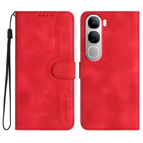 

For vivo Y300 / vivo V40 Lite 4G / 5G IDN Heart Pattern Skin Feel Leather Phone Case(Red)