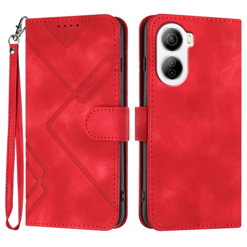 

For ZTE Libero 5G IV Line Pattern Skin Feel Leather Phone Case(Red)