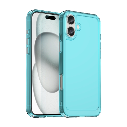 

For iPhone 16 Candy Series TPU Phone Case(Transparent Blue)