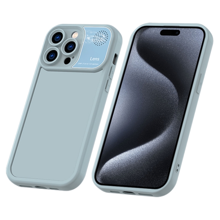

For iPhone 15 Pro Max Aromatherapy Liquid Silicone Phone Case(Light Cyan)