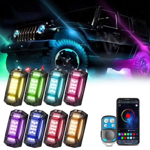 

8 in 1 G6 RGB Colorful Car Chassis Light LED Music Atmosphere Light With 4-Button Remote Control