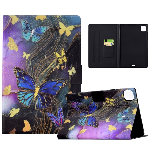 

For iPad Pro 11 2024 Voltage Painted Smart Leather Tablet Case(Gold Butterflies)
