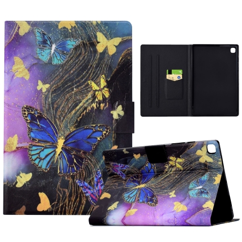 

For Samsung Galaxy Tab S6 Lite 2024/2022 Voltage Painted Smart Leather Tablet Case(Gold Butterflies)