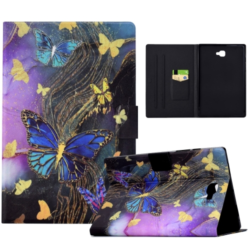 

For Samsung Galaxy Tab A 10.1 T580 Voltage Painted Smart Leather Tablet Case(Gold Butterflies)