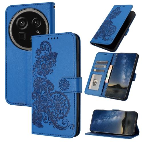 

For Sharp Aquos R9 Pro Datura Flower Embossed Flip Leather Phone Case(Blue)