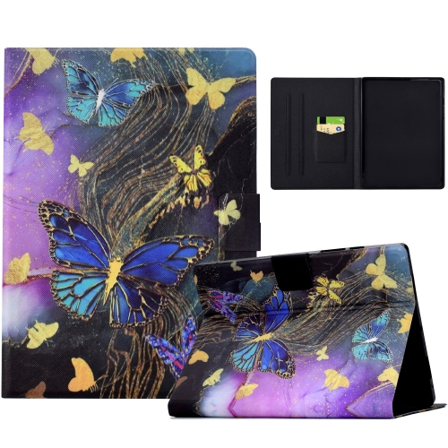 

For Amazon Kindle Paperwhite 12th 2024 Voltage Painted Smart Leather Tablet Case(Gold Butterflies)