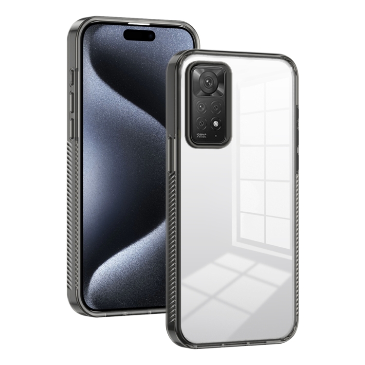 

For Xiaomi Redmi Note 11 Pro/Note 12 Pro 4G 2.5mm Anti-slip Clear Acrylic Hybrid TPU Phone Case(Black)