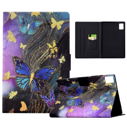 

For Lenovo Tab M11/ Xiaoxin Pad 11 2024 Electric Pressed Painted Smart Leather Tablet Case(Gold Butterflies)