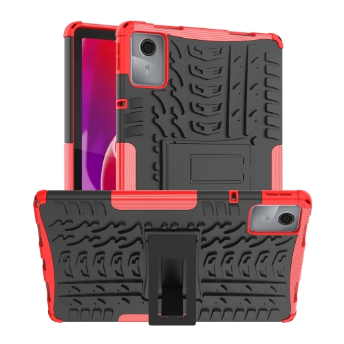 For Lenovo Tab M11/ Xiaoxin Pad 11 2024 Tire Texture TPU Hybrid PC Tablet Case with Holder(Red) lenovo xiaoxin pad pro 12 6 wifi tablet 8gb 256gb