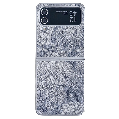 

For Samsung Galaxy Z Flip3 Embroidery Style Full Coverage Phone Case(Grey)