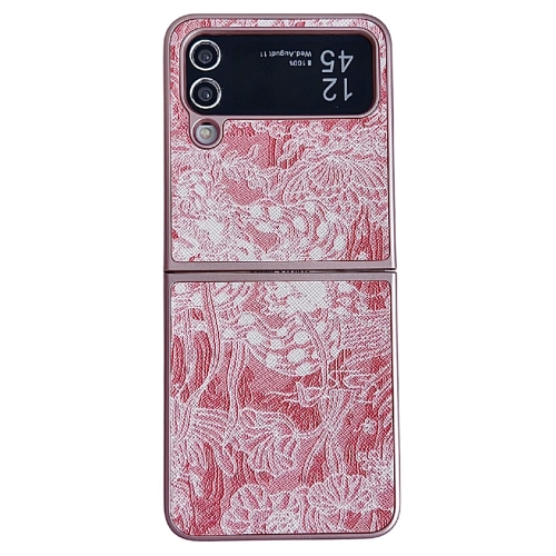 For Samsung Galaxy Z Flip3 Embroidery Style Full Coverage Phone Case(Pink)