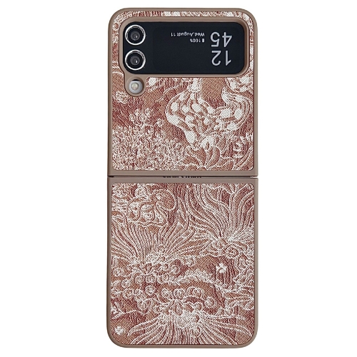 

For Samsung Galaxy Z Flip3 Embroidery Style Full Coverage Phone Case(Orange)