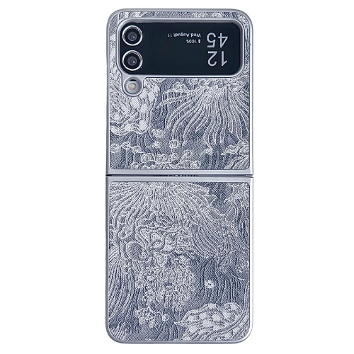 For Samsung Galaxy Z Flip4 Embroidery Style Full Coverage Phone Case(Grey) кружка enamel style 360мл jingtao cn1474