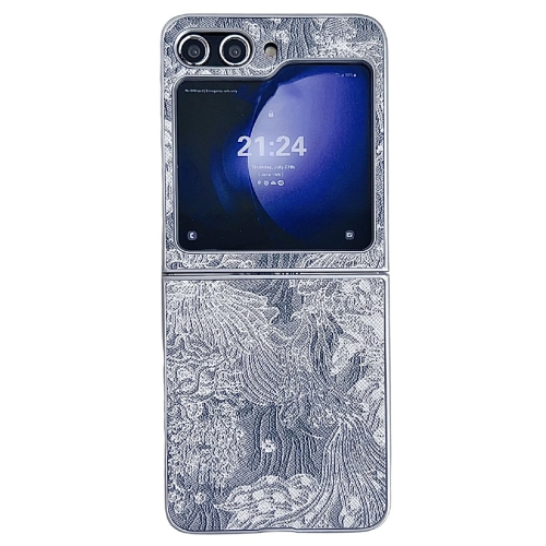 For Samsung Galaxy Z Flip5 Embroidery Style Full Coverage Phone Case(Grey) modified jl look style tail lights w brake