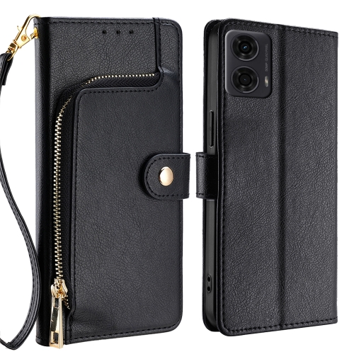 

For Motorola Moto G24 4G Zipper Bag Leather Phone Case(Black)