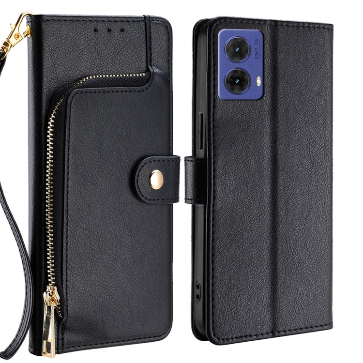 

For Motorola Moto G85 5G Zipper Bag Leather Phone Case(Black)
